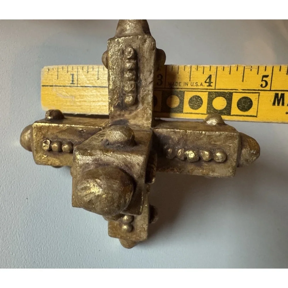Pair of Decorative Gold Ceramic Jacks Sculptures Shelf Sitters Accent Decor